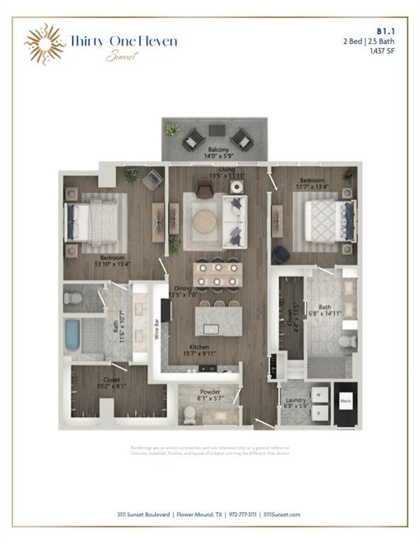 3111 Sunset Boulevard, Unit 1409 Flower Mound, TX 75022 - Photo 37 of 37 a picture of a floor plan