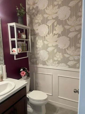 a view of lake with green space