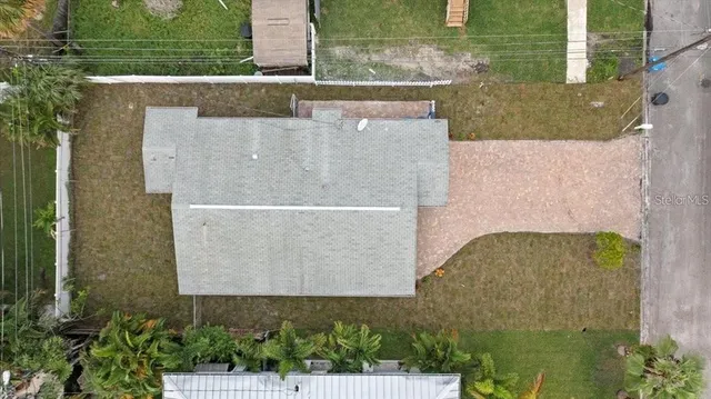 an aerial view of a house