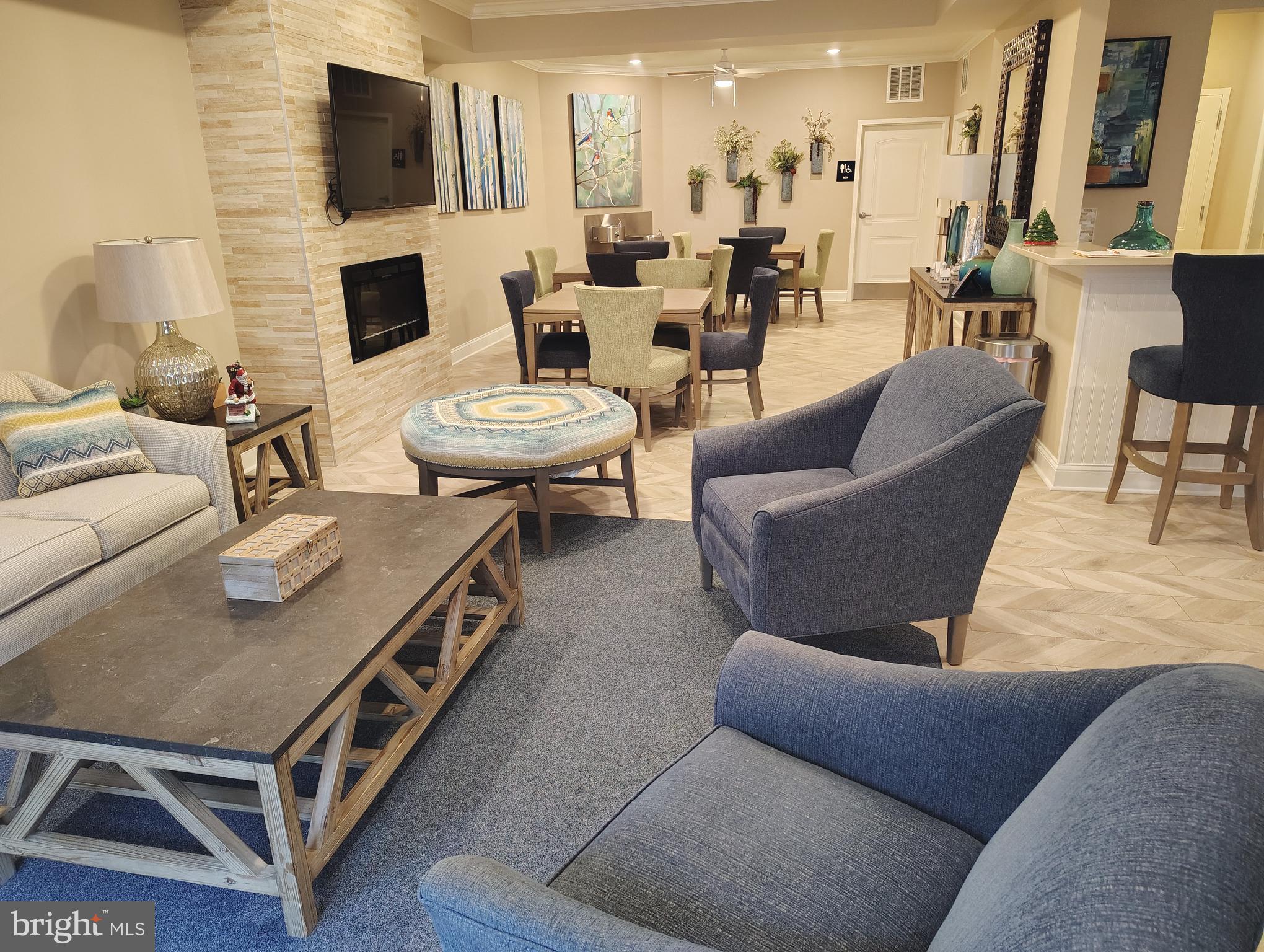 636 Wallingford Road, Unit 3J Bel Air, MD 21014 - Photo 48 of 59 a living room with furniture a flat screen tv and a fireplace