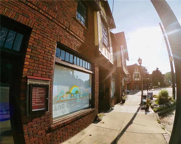 a view of a building from a windows