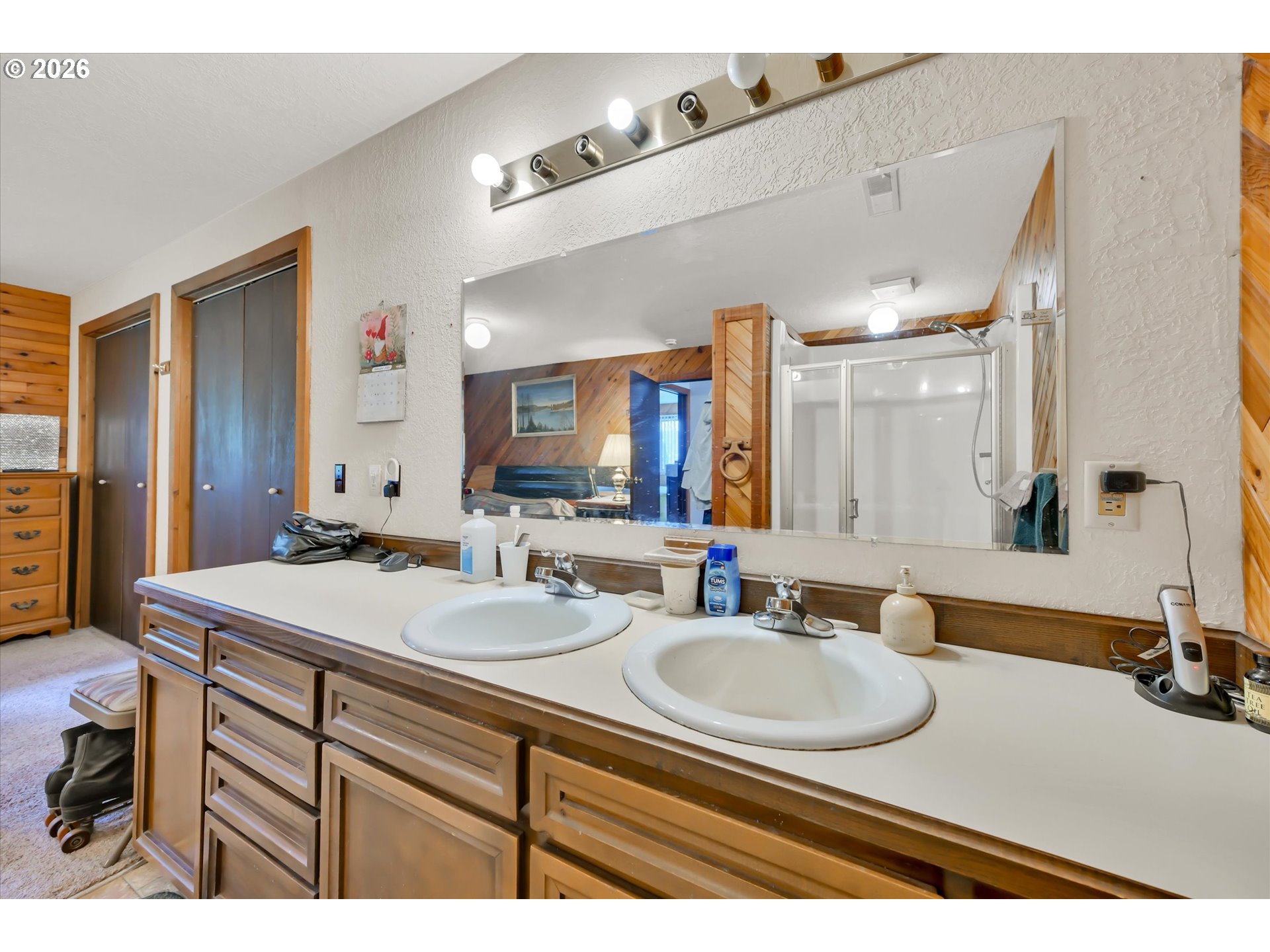 91 Godfrey Road Mossyrock, WA 98564 - Photo 27 of 47 a bathroom with a sink double vanity granite and a mirror