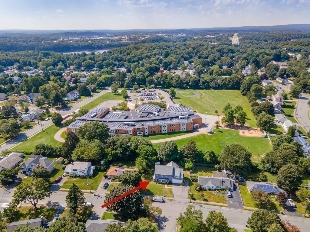 10 Farrant Road Natick, MA 01760 - Photo 29 of 31 an aerial view of a house with swimming pool outdoor seating and yard