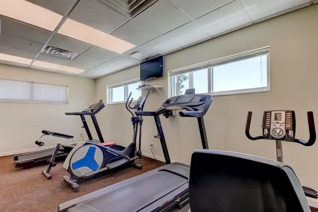 a room with gym equipment