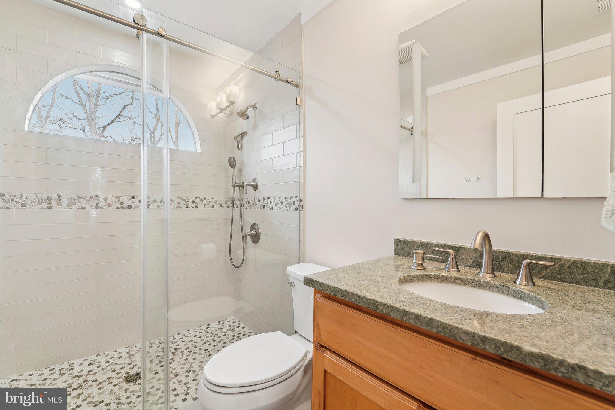 3 Emerson Road Severna Park, MD 21146 - Photo 23 of 65 a bathroom with a granite countertop sink toilet and shower