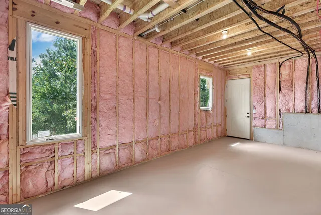 a view of a entryway with wooden walls