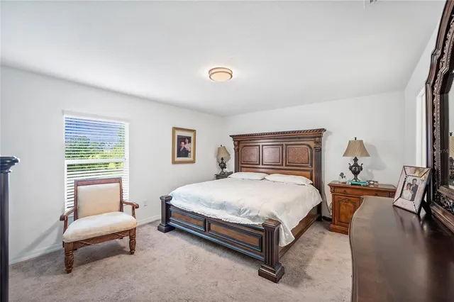 a bedroom with a bed and a television