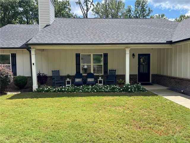 a view of a house with patio