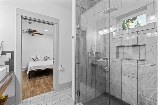 a bathroom with a shower