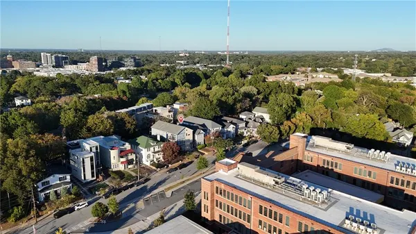 an aerial view of multiple house