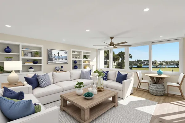 a view of hallway with wooden floor