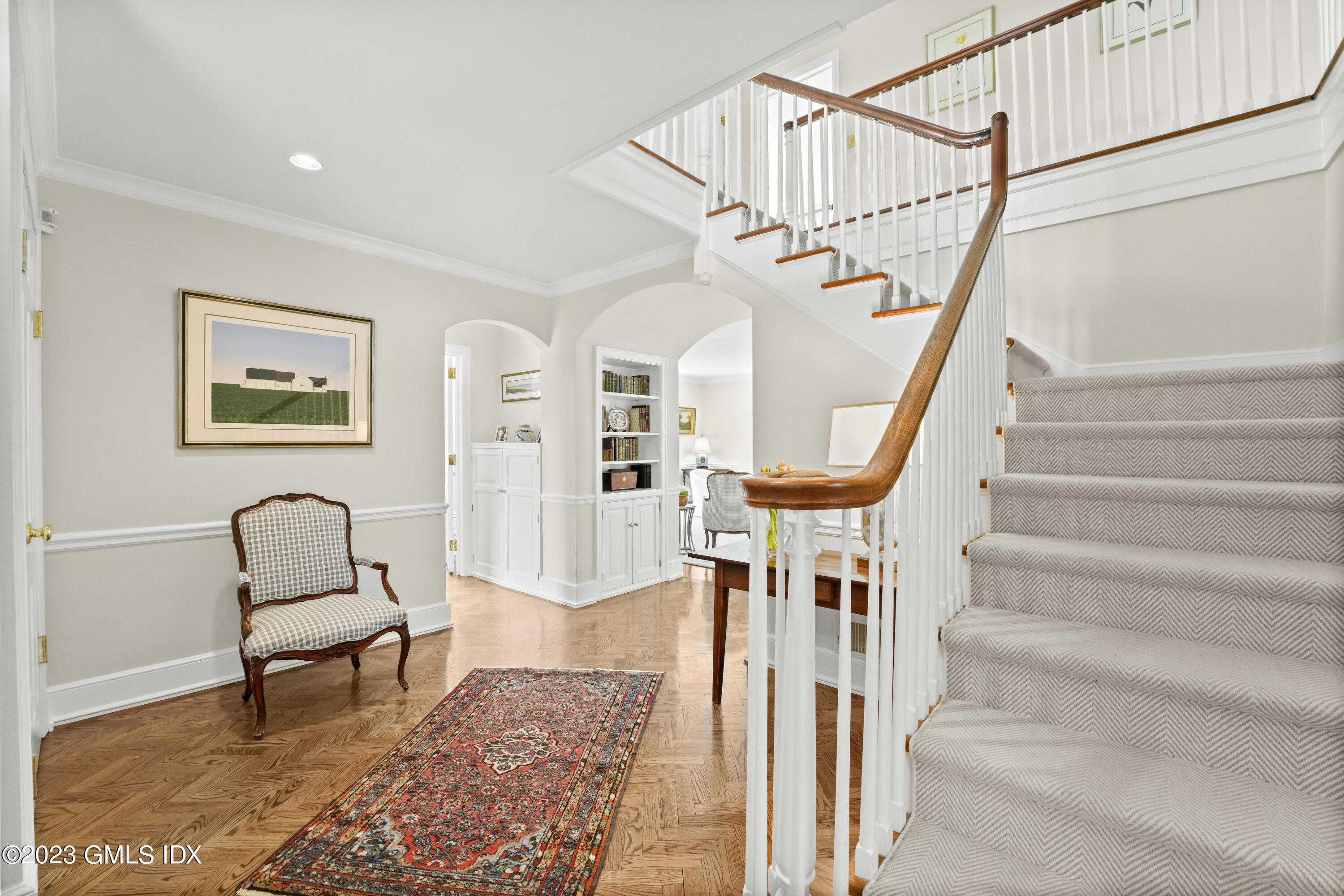 160 Stanwich Road Greenwich, CT 06830 - Photo 3 of 11 a view of staircase with furniture and a rug