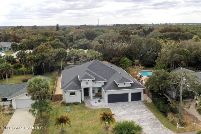 an aerial view of a house