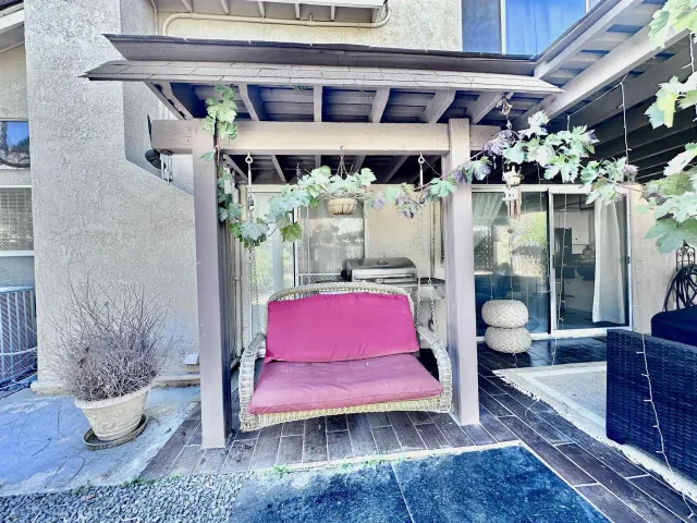 a outdoor space with garden view