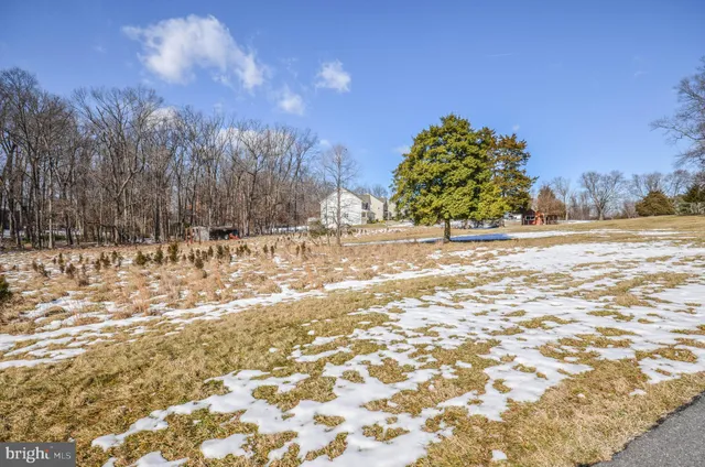 a view of a house with a big yard and large trees