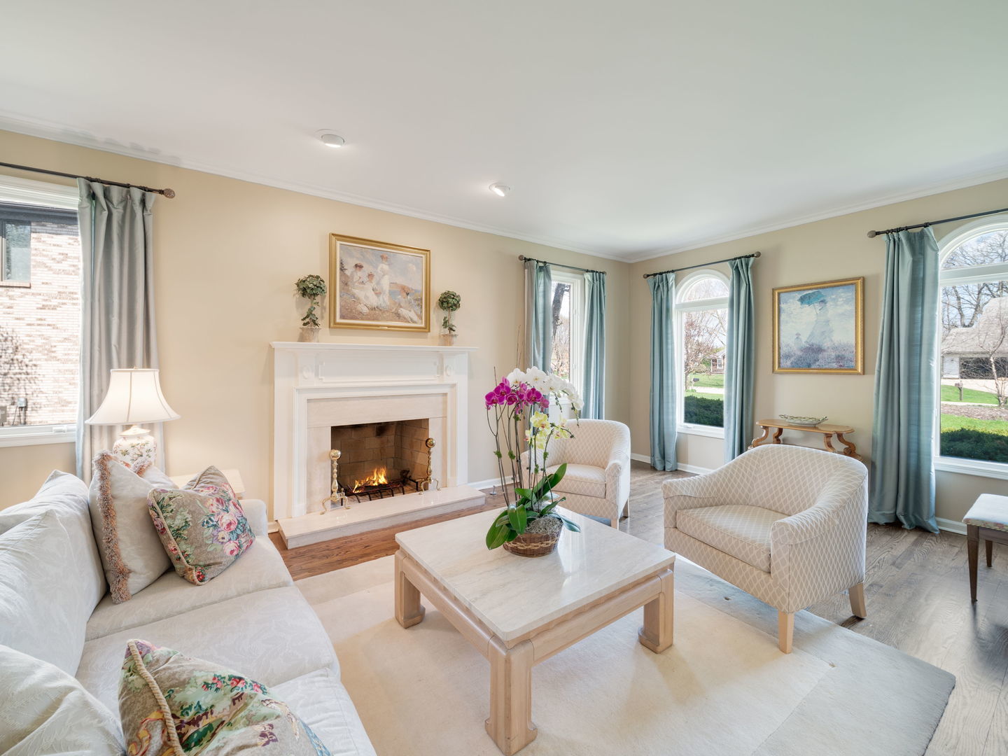 626 Buena Road Lake Forest, IL 60045 - Photo 6 of 37 a living room with furniture and a fireplace