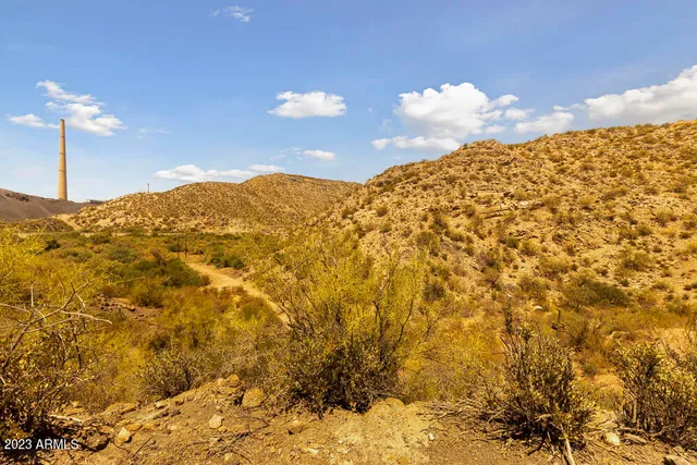 a view of a wooden house with a mountain