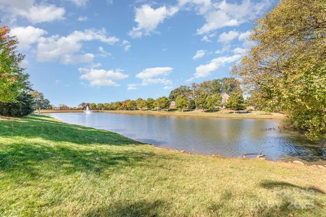 a view of a lake from a yard