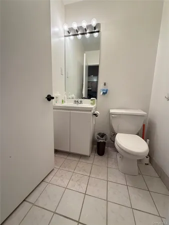 a bathroom with a toilet a sink and mirror