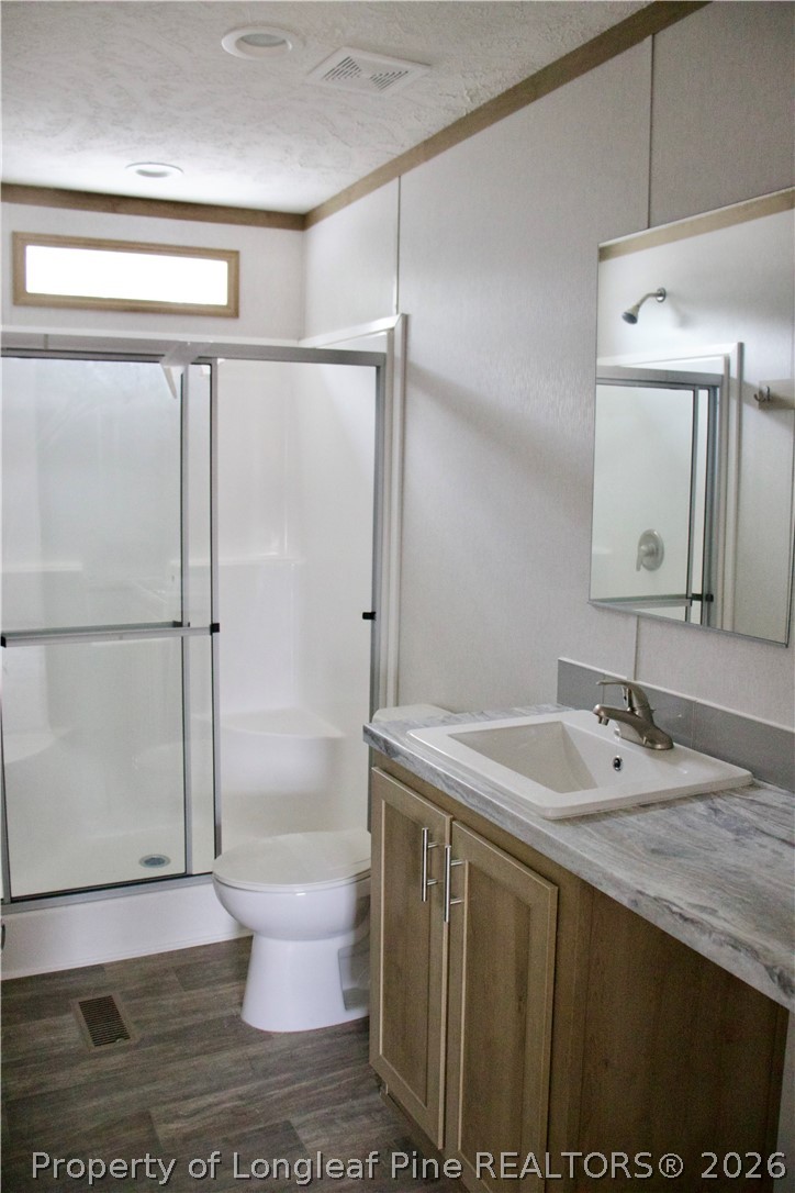 2701 Emma Jane Road St. Pauls, NC 28384 - Photo 5 of 9 a bathroom with a granite countertop sink toilet and shower