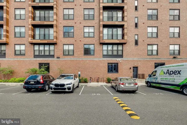 a car parked in front of a building