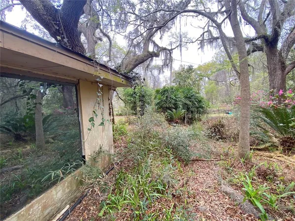 a backyard of a house with lots of green space