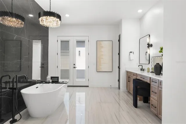 a kitchen with a sink and a refrigerator