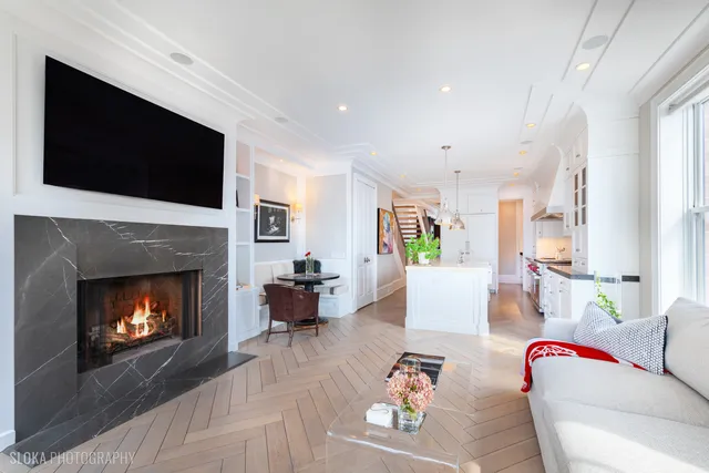 a kitchen with lots of counter space and window