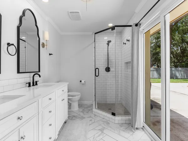 a bathroom with a shower