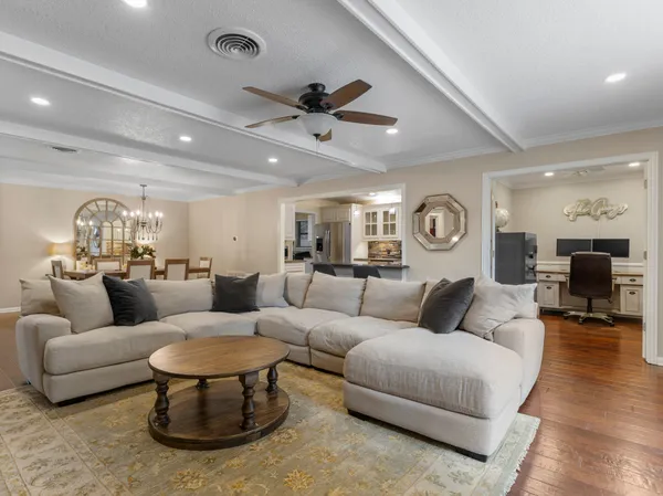 a living room with furniture