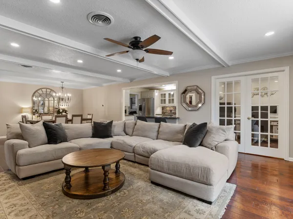 a living room with furniture