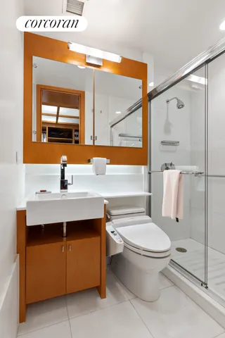 a bathroom with a shower