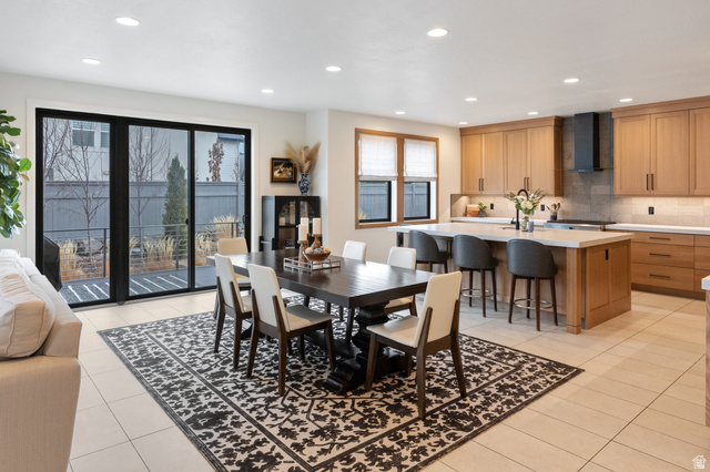 11617 South Wildrye Field Way Draper, UT 84020 - Photo 7 of 53 Dining area featuring recessed lighting and light tile patterned floors