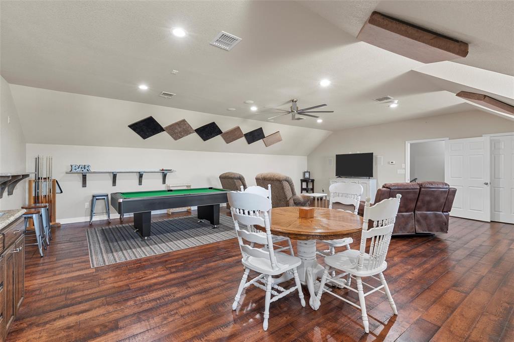 1420 Hoosier Park Robinson, TX 76706 - Photo 25 of 40 Upstairs Bonus Room used as a game room with a pool table, kitchenette and wet bar and dining area