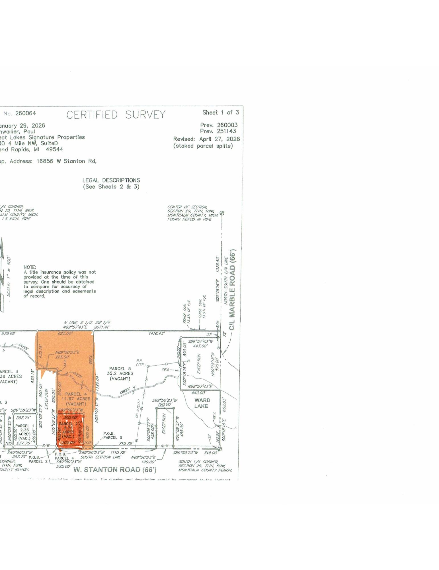 Parcel West Parcel W Stanton Road, Unit PARCEL 2 & 4 Trufant, MI 49347 - Photo 1 of 2 Lots 2 & 4