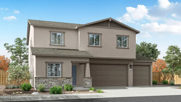 a front view of a house with garage