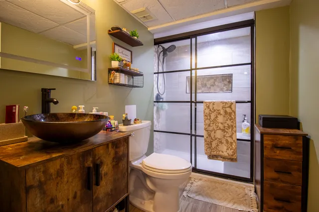 a bathroom with a shower