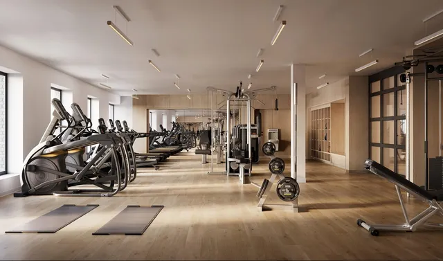 a view of a room with gym equipment