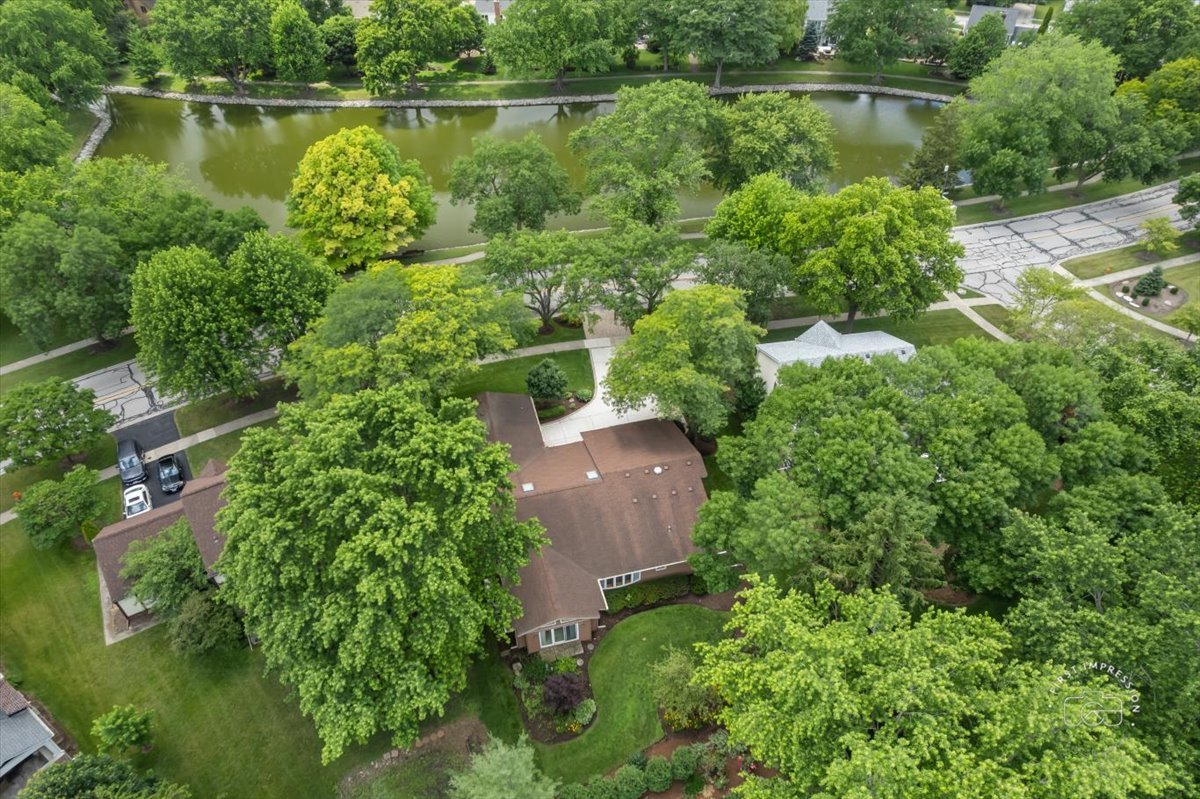 1105 West Bauer Road Naperville, IL 60563 - Photo 30 of 39 an aerial view of a house with a yard and a lake view
