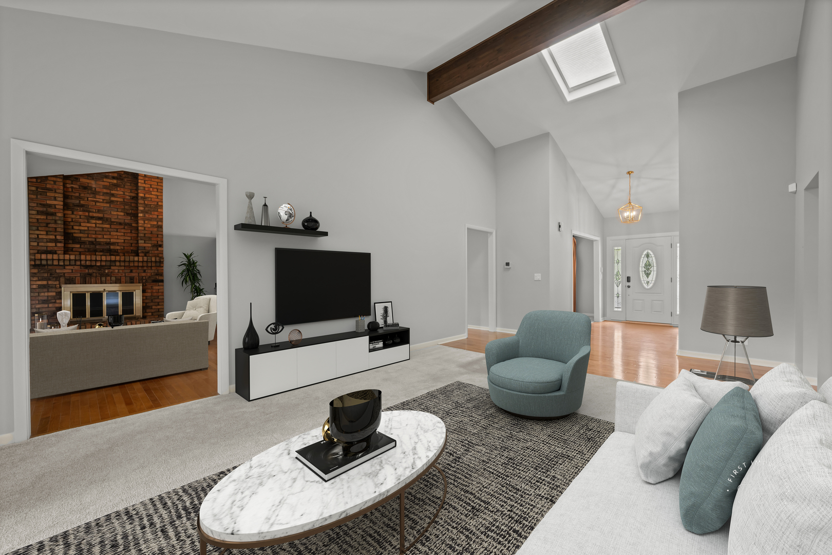 1105 West Bauer Road Naperville, IL 60563 - Photo 7 of 39 a living room with furniture and a flat screen tv