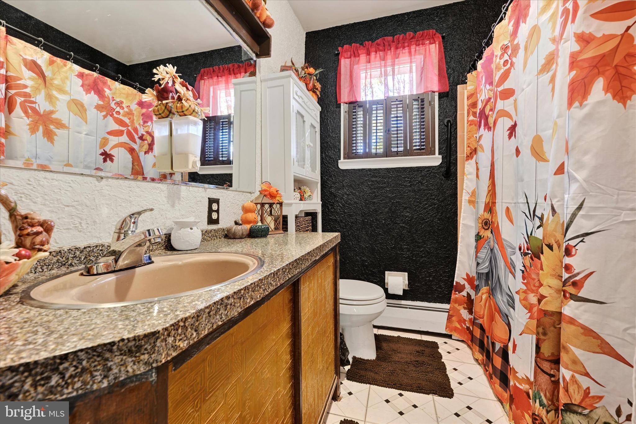 1321 Rustic Avenue Baltimore, MD 21237 - Photo 14 of 28 a bathroom with a sink a toilet and shower curtain
