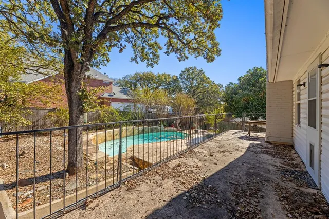 a view of a balcony with mountain view