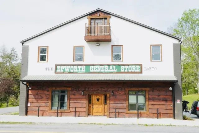 a view of a brick building