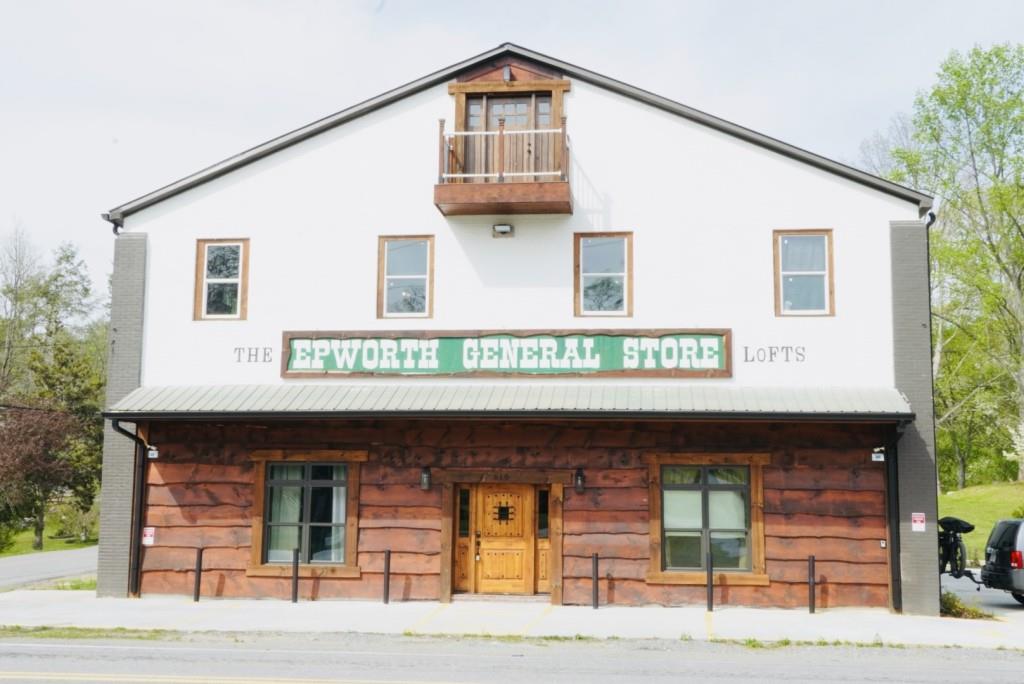 a view of a brick building