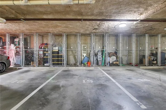 a view of a building with a ceiling fan and a window
