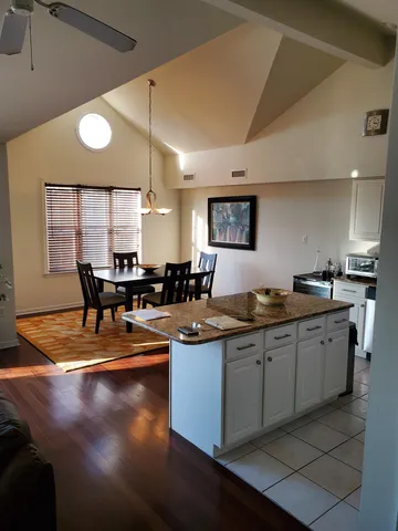 a kitchen with lots of counter top space