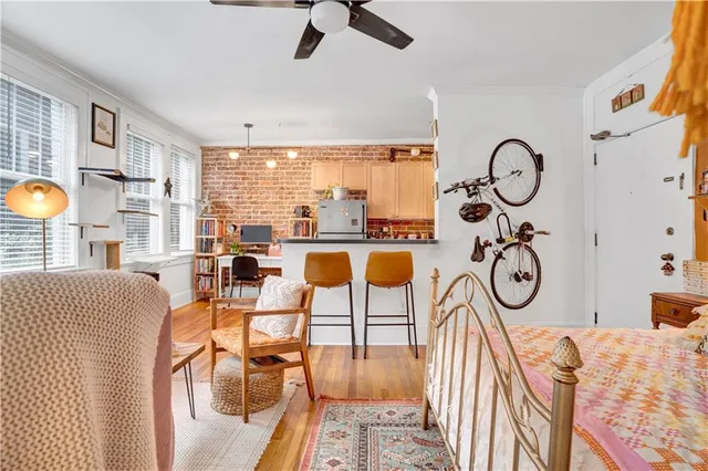a view of a livingroom with furniture window