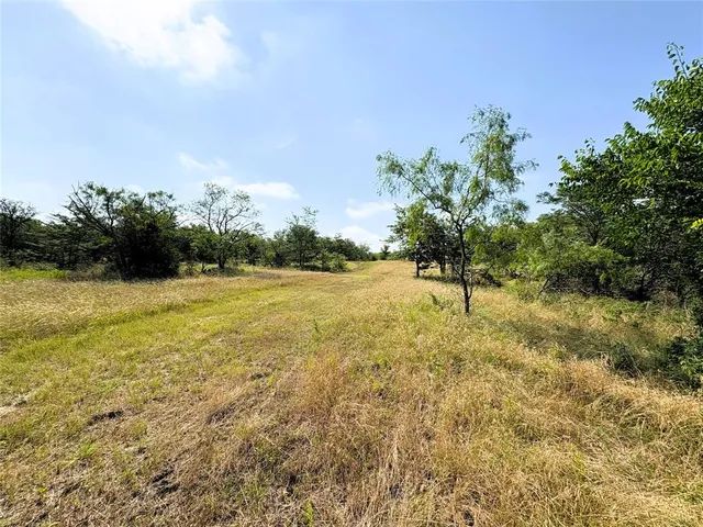 a view of a garden with a house