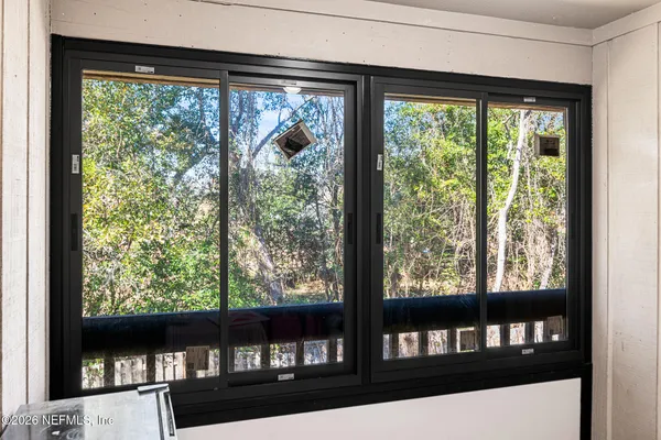 a view of a lot of a large window