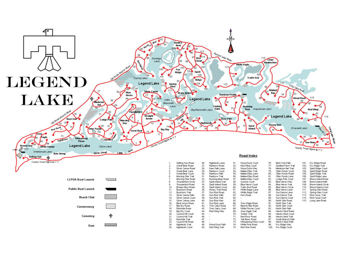 N1520 Spring Glen Road Menominee, WI 54135 - Photo 35 of 44 Legend Lake Map